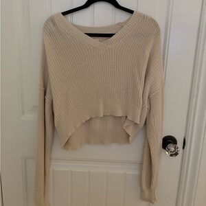 Aeropostale Cream V-Neck Knit Sweater